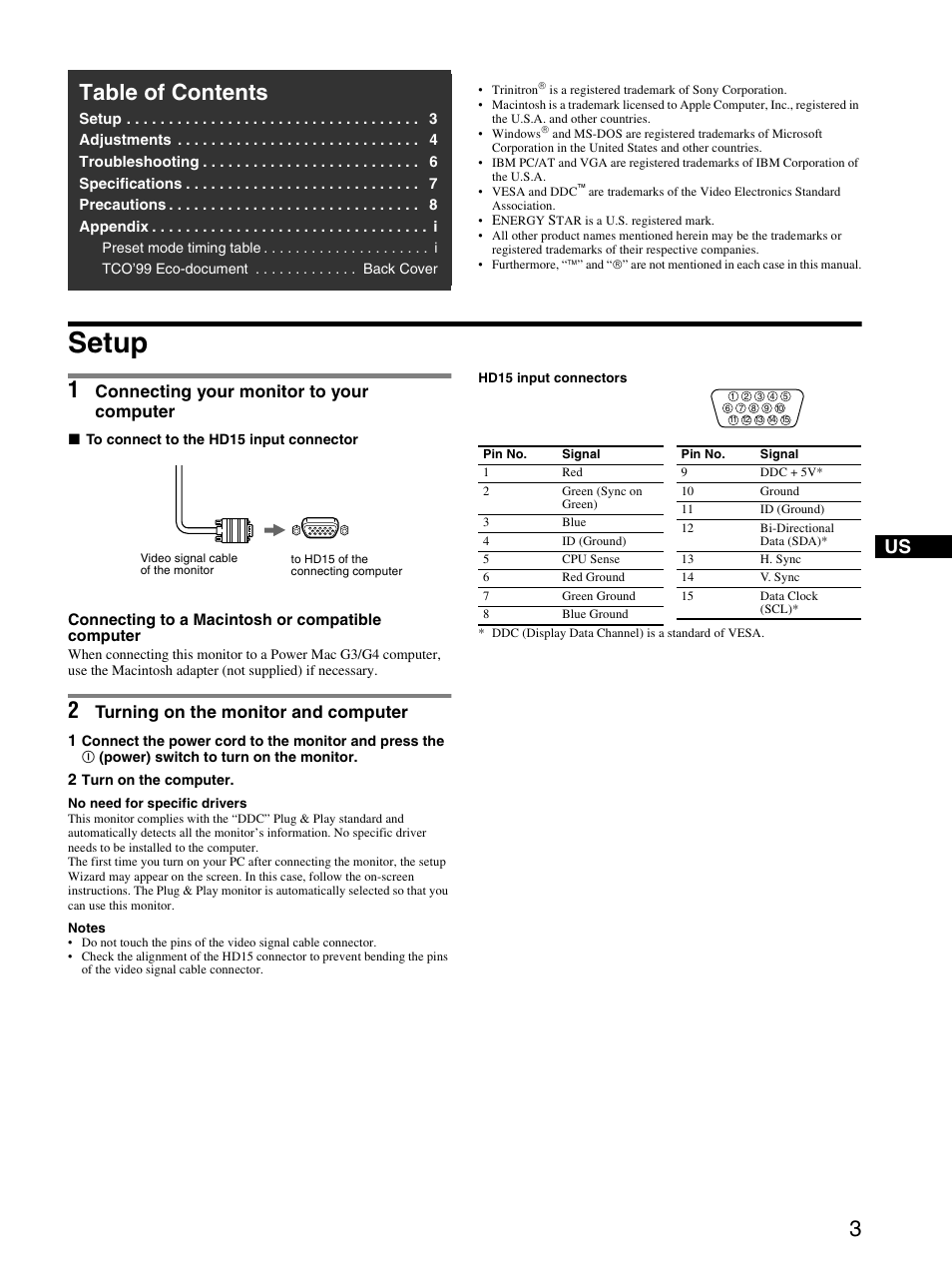 Sony CPD-G410R User Manual | Page 3 / 24