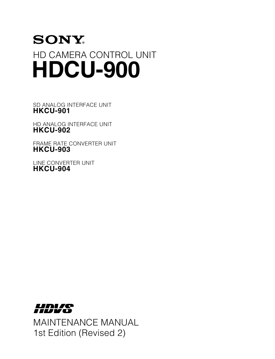 Sony HDCU-900 User Manual | 74 pages