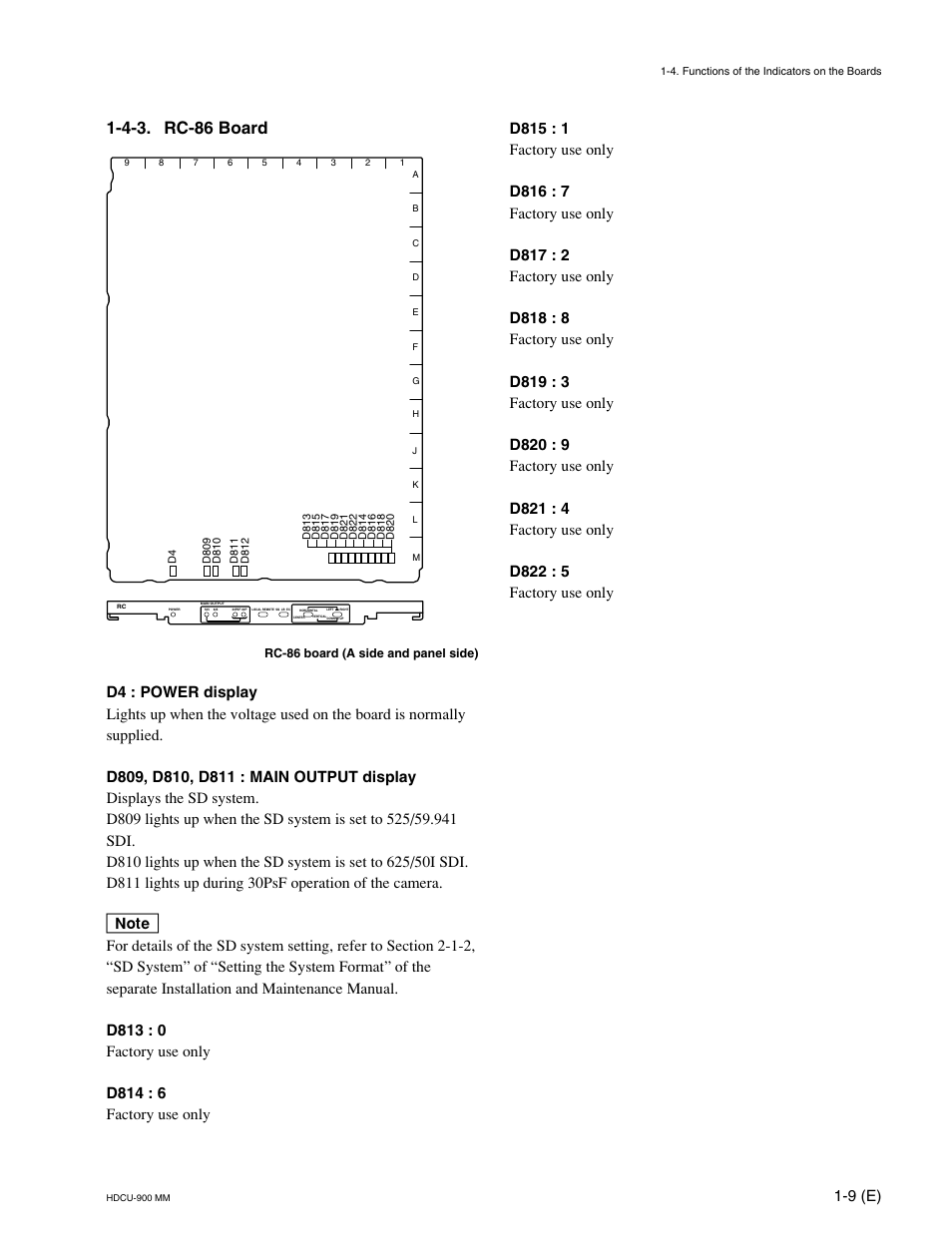 4-3. rc-86 board, 9 (e) | Sony HDCU-900 User Manual | Page 19 / 74