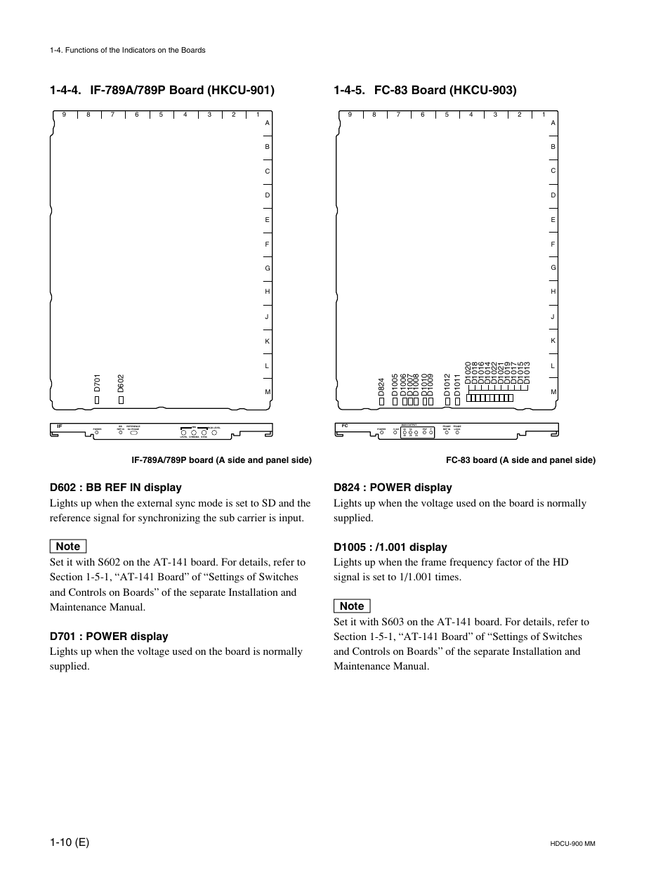 4-4. if-789a/789p board (hkcu-901), 4-5. fc-83 board (hkcu-903), 10 (e) | Fc-83 board (a side and panel side) | Sony HDCU-900 User Manual | Page 20 / 74