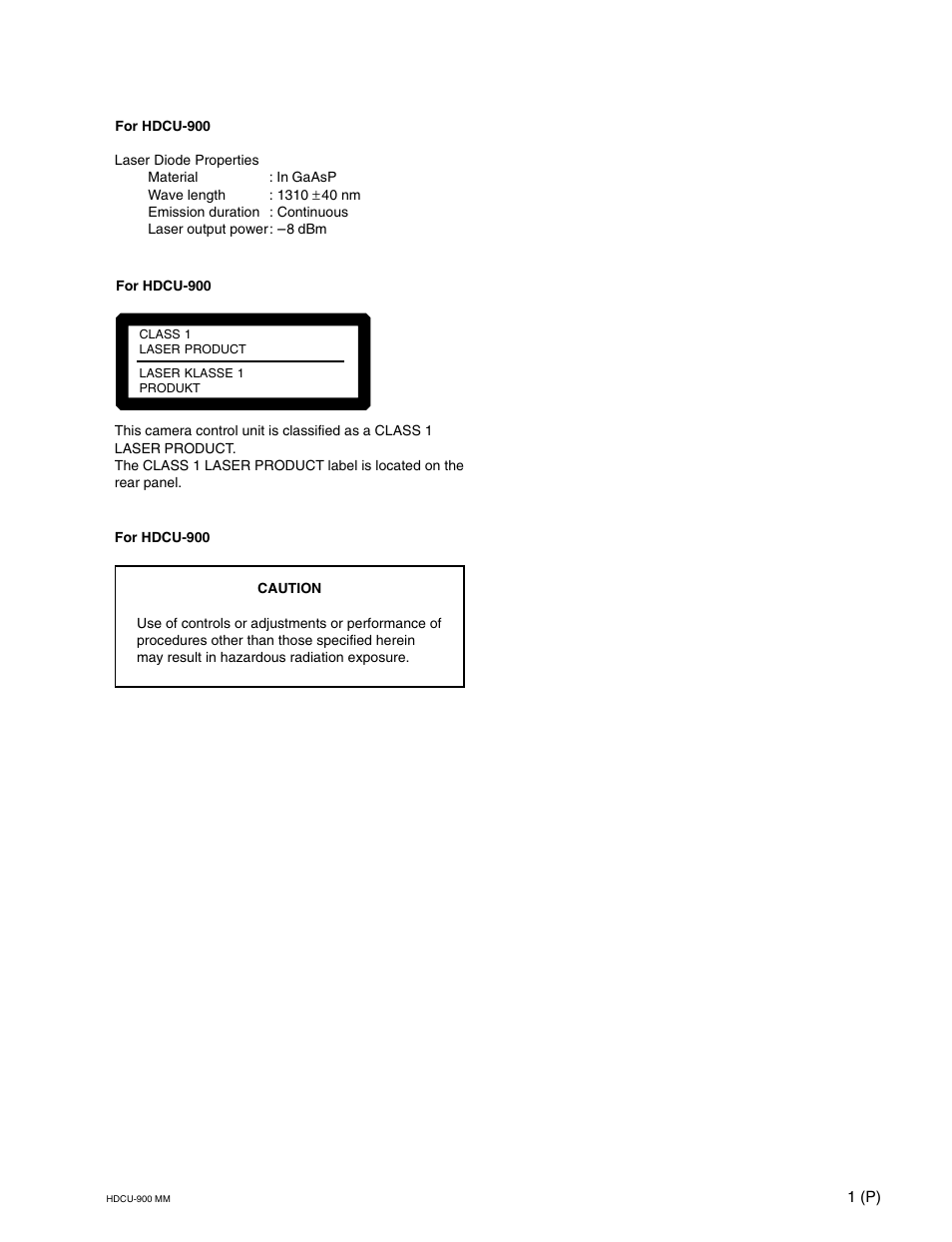 Sony HDCU-900 User Manual | Page 3 / 74