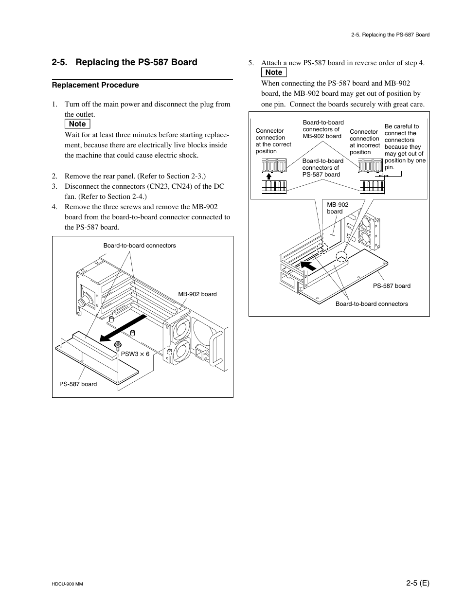 5. replacing the ps-587 board | Sony HDCU-900 User Manual | Page 41 / 74