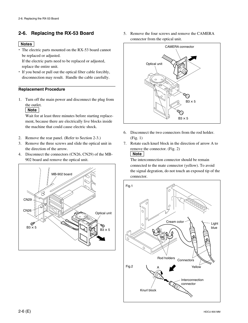 6. replacing the rx-53 board | Sony HDCU-900 User Manual | Page 42 / 74