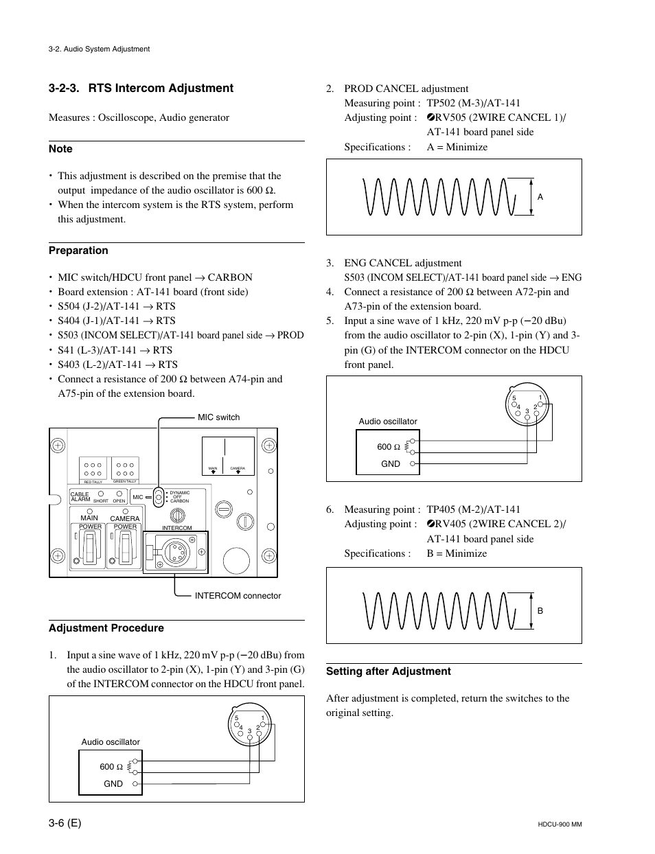 2-3. rts intercom adjustment | Sony HDCU-900 User Manual | Page 50 / 74