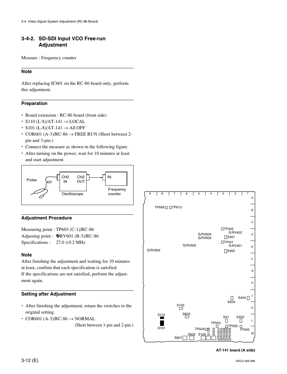 4-2. sd-sdi input vco free-run adjustment, 12 (e) | Sony HDCU-900 User Manual | Page 56 / 74