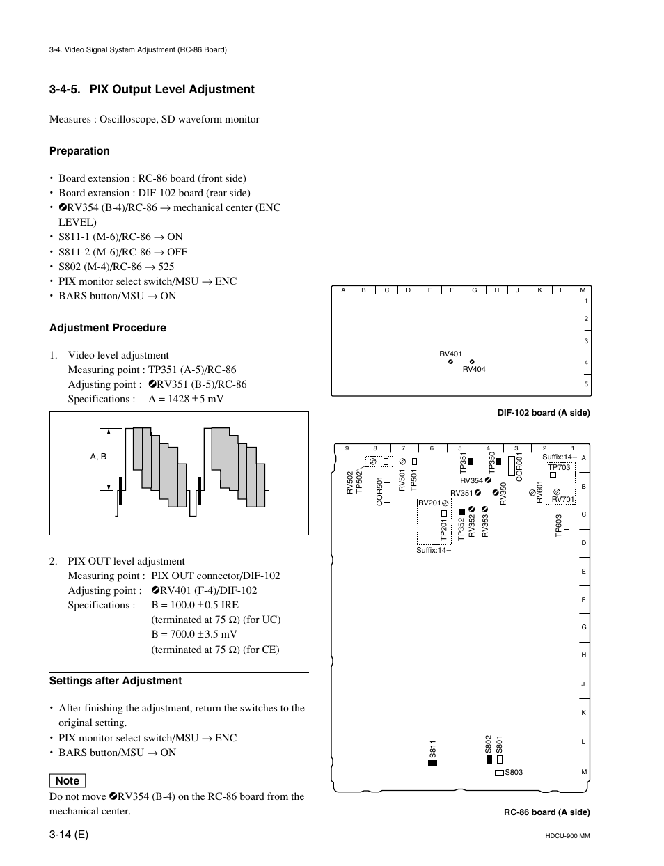 4-5. pix output level adjustment, 14 (e) | Sony HDCU-900 User Manual | Page 58 / 74