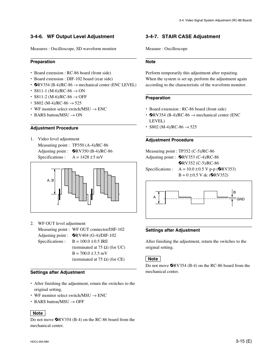 4-6. wf output level adjustment, 4-7. stair case adjustment | Sony HDCU-900 User Manual | Page 59 / 74