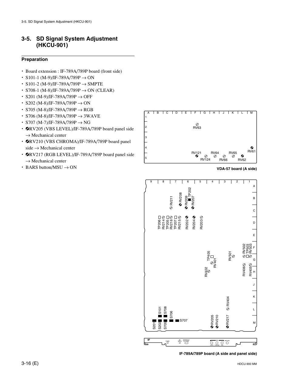 5. sd signal system adjustment (hkcu-901), 16 (e) | Sony HDCU-900 User Manual | Page 60 / 74