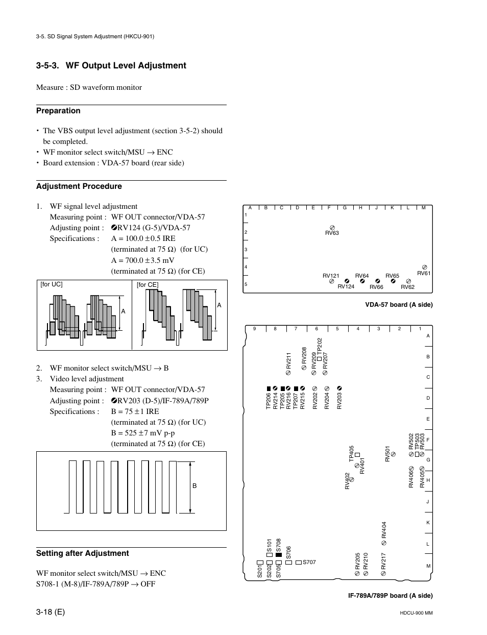 5-3. wf output level adjustment, 18 (e) | Sony HDCU-900 User Manual | Page 62 / 74