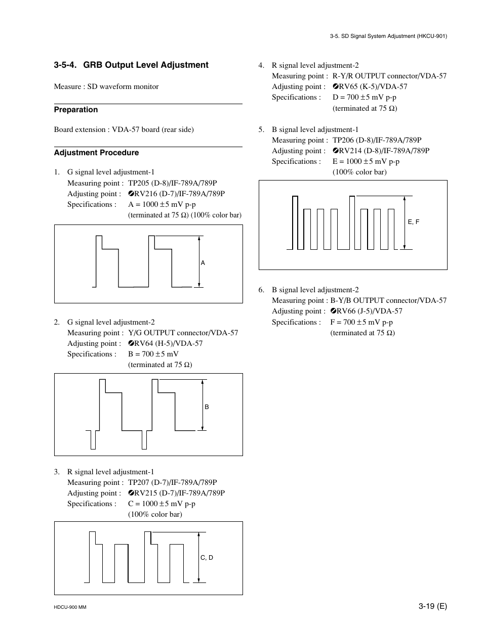 5-4. grb output level adjustment | Sony HDCU-900 User Manual | Page 63 / 74