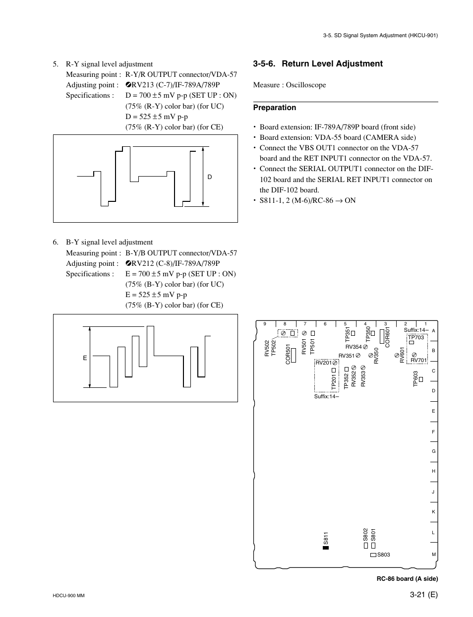 5-6. return level adjustment, 21 (e) | Sony HDCU-900 User Manual | Page 65 / 74