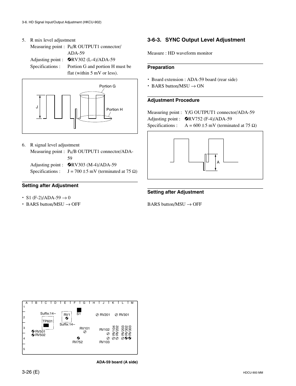 6-3. sync output level adjustment | Sony HDCU-900 User Manual | Page 70 / 74