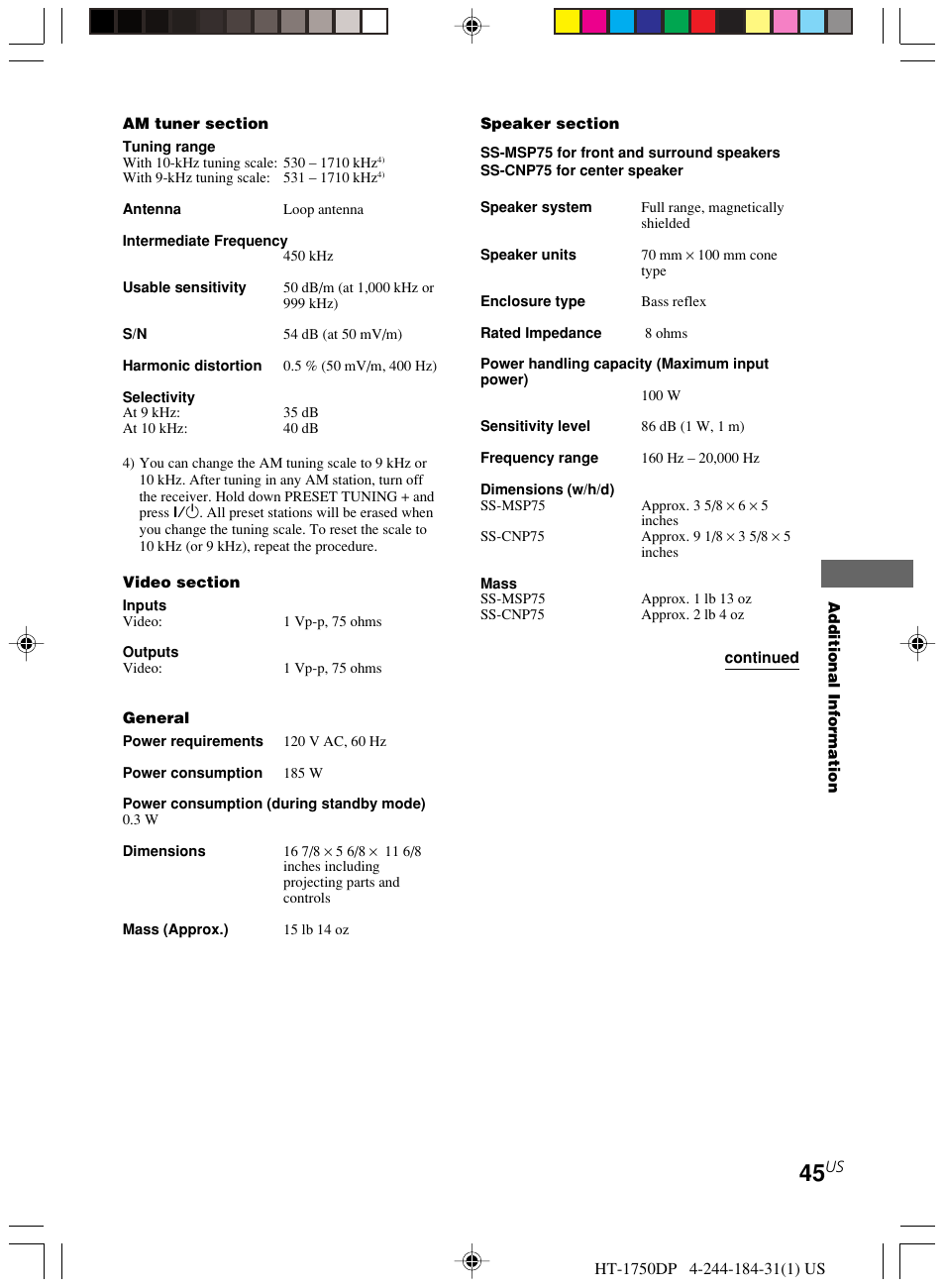 Sony HT-1750DP User Manual | Page 45 / 48