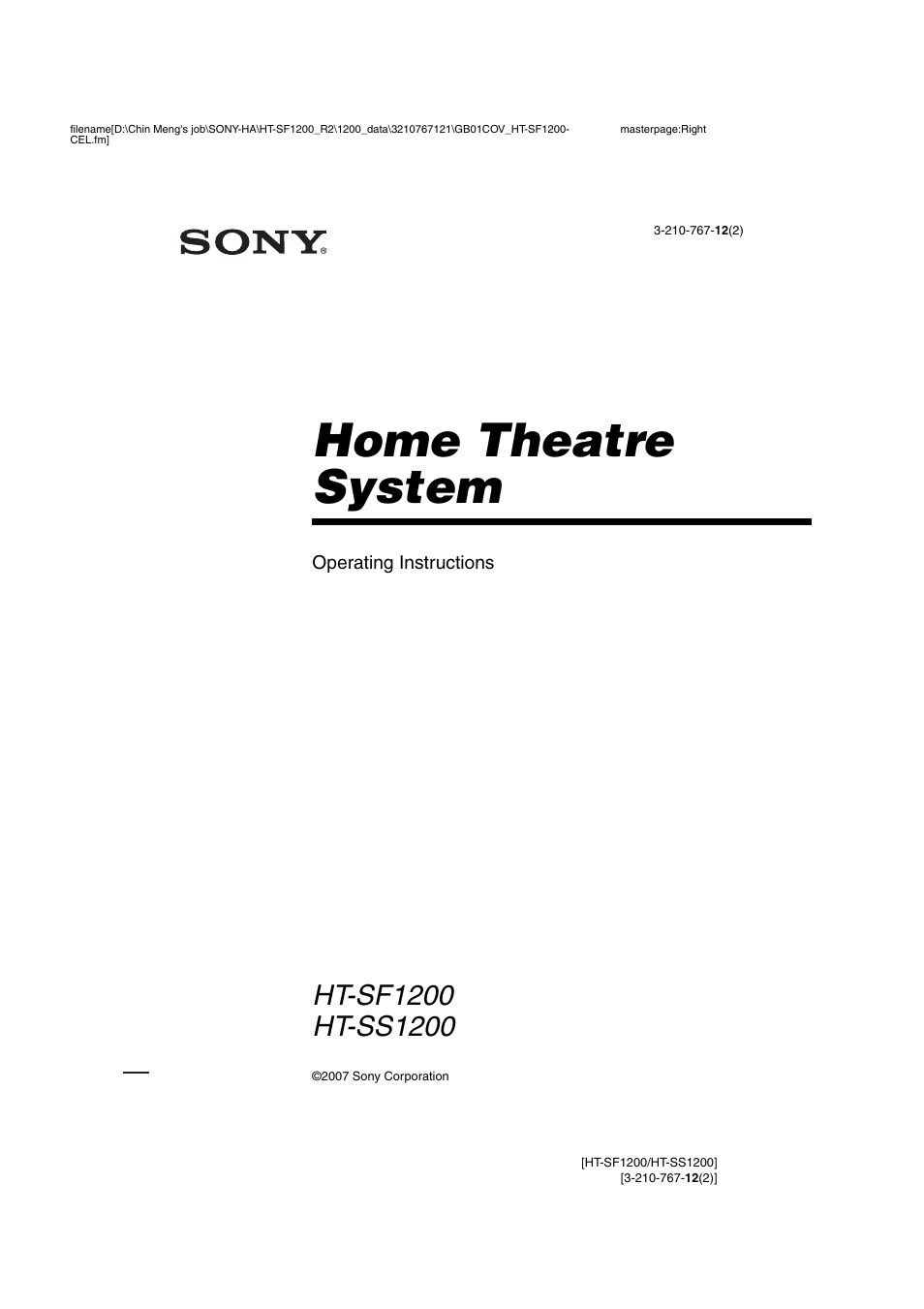 Sony HT-SF1200 User Manual | 68 pages