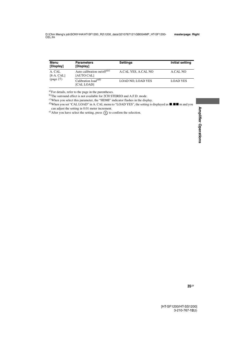 Sony HT-SF1200 User Manual | Page 35 / 68