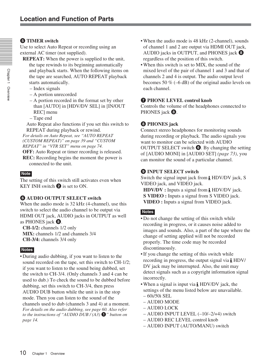 Location and function of parts | Sony 2-678-737-13(1) User Manual | Page 10 / 104