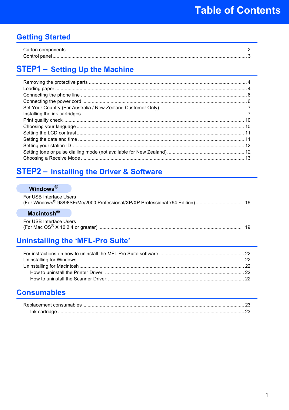 Sony MFC-240C User Manual | Page 3 / 27