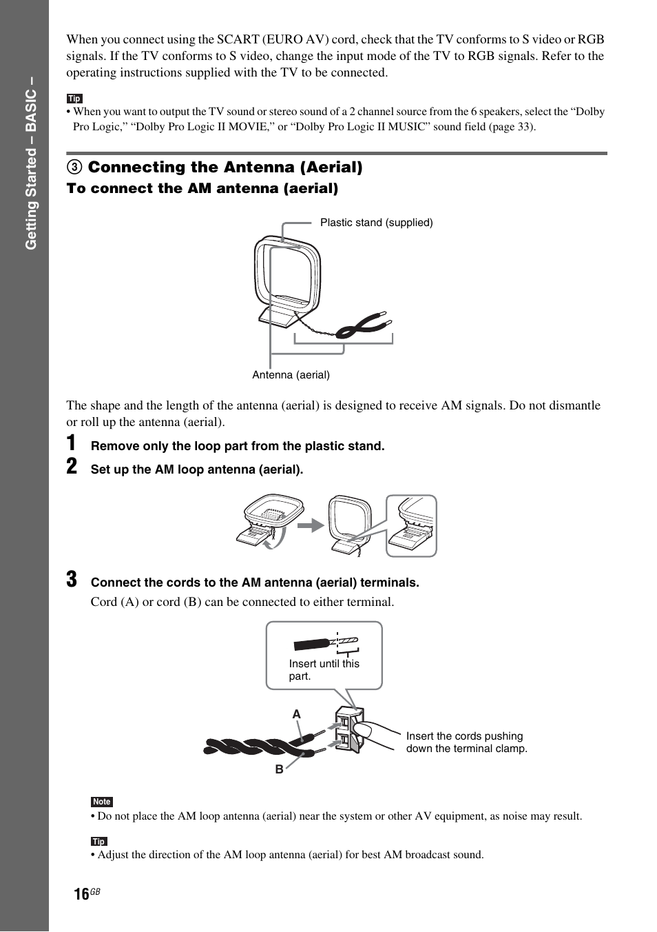 3 connecting the antenna (aerial) | Sony DAV-DZ110 User Manual | Page 16 / 100