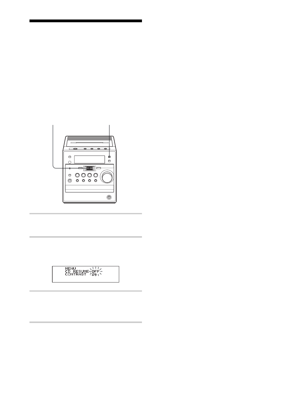 Changing the resume play setting | Sony CMT-A5 User Manual | Page 26 / 96