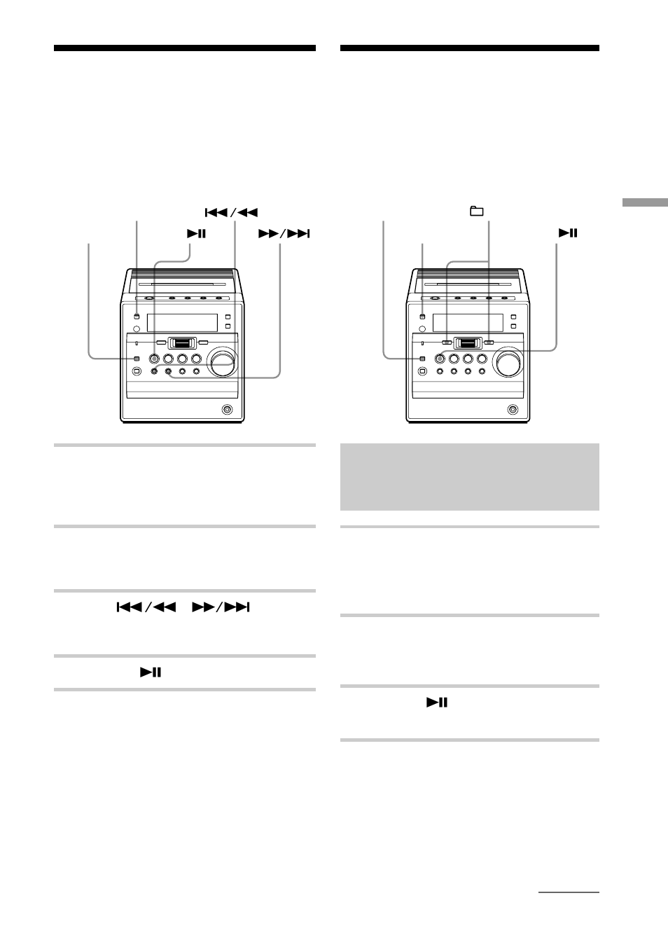 Reproducción de una sola pista, Reproducción de una sola pista), Reproducción de pistas en orden aleatorio | Reproducción aleatoria) | Sony CMT-A5 User Manual | Page 67 / 96