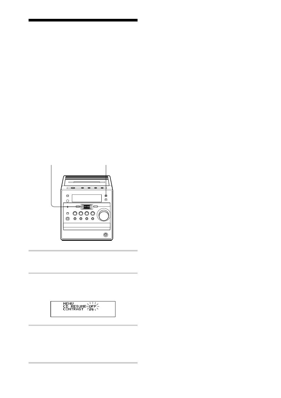Cambio de la configuración de, Reanudación de reproducción | Sony CMT-A5 User Manual | Page 72 / 96