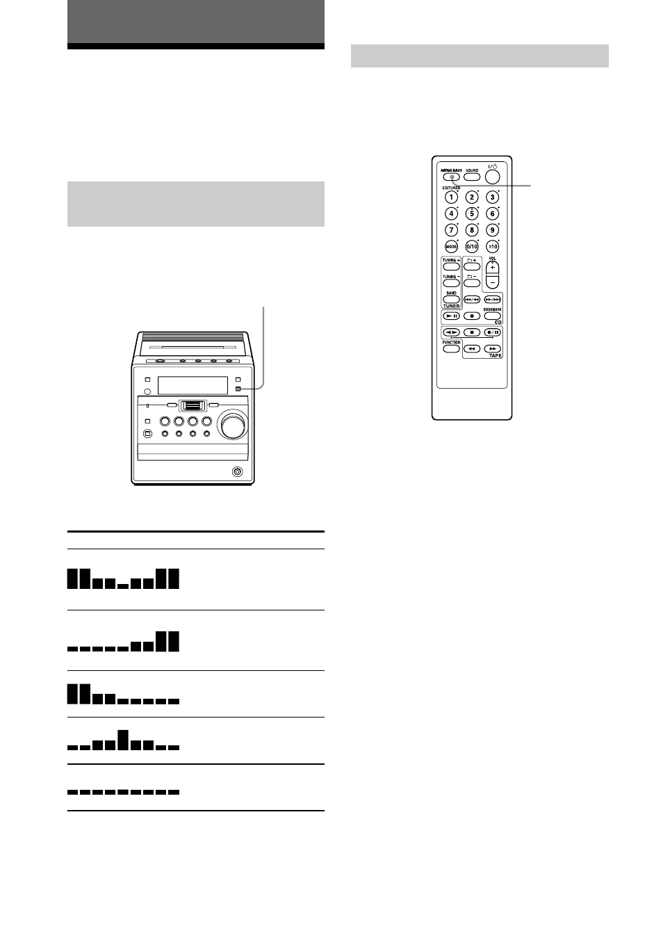 Énfasis de audio, Selección del énfasis de audio, Selección de las características de sonido | Sony CMT-A5 User Manual | Page 78 / 96