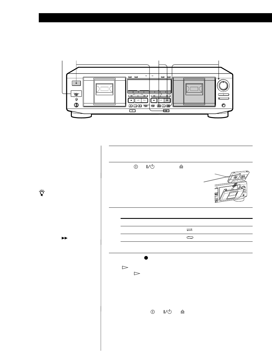 Recording on a tape, Recording on a tape 3 2 5 4, Basic operations 6 | Set direction mode, With the side you want to record facing you | Sony TC-WE835S User Manual | Page 6 / 24