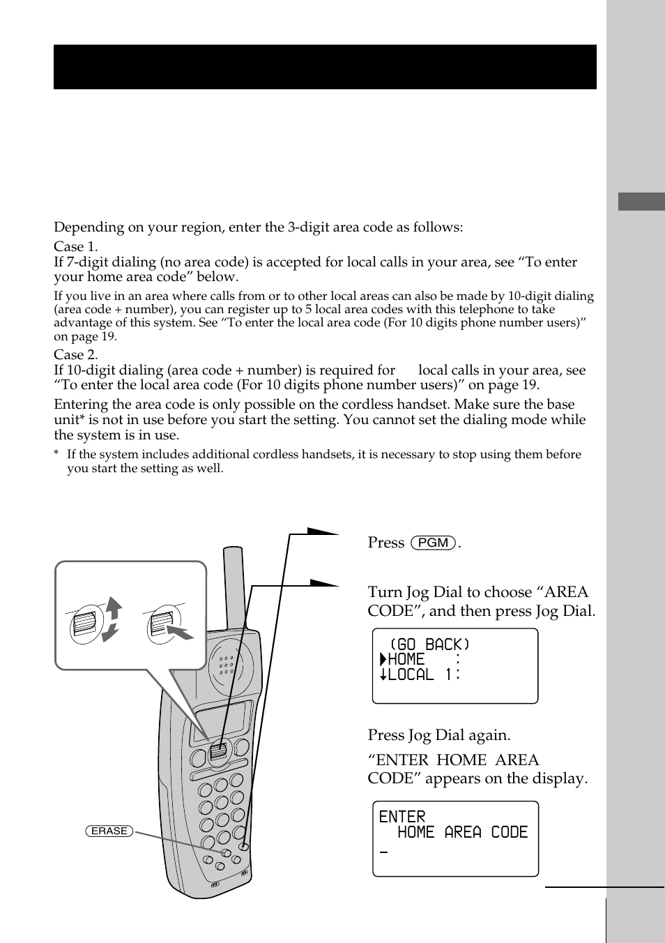 Entering the area code, Step 5: entering the area code, Step 5 | Getting started | Sony SPP-A2770 User Manual | Page 17 / 88