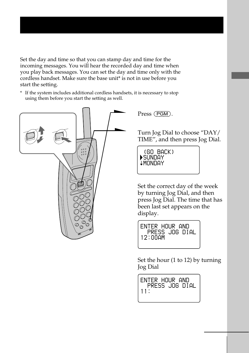 Setting the day and time, Step 6: setting the day and time, Step 6 | Getting started | Sony SPP-A2770 User Manual | Page 21 / 88