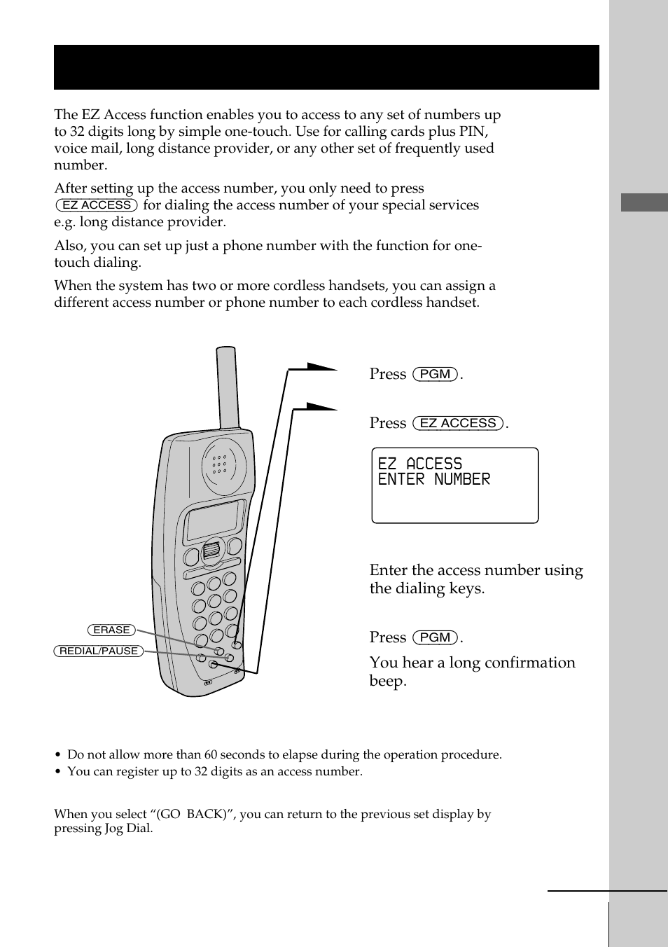 Setting up the ez access function, Getting started | Sony SPP-A2770 User Manual | Page 23 / 88