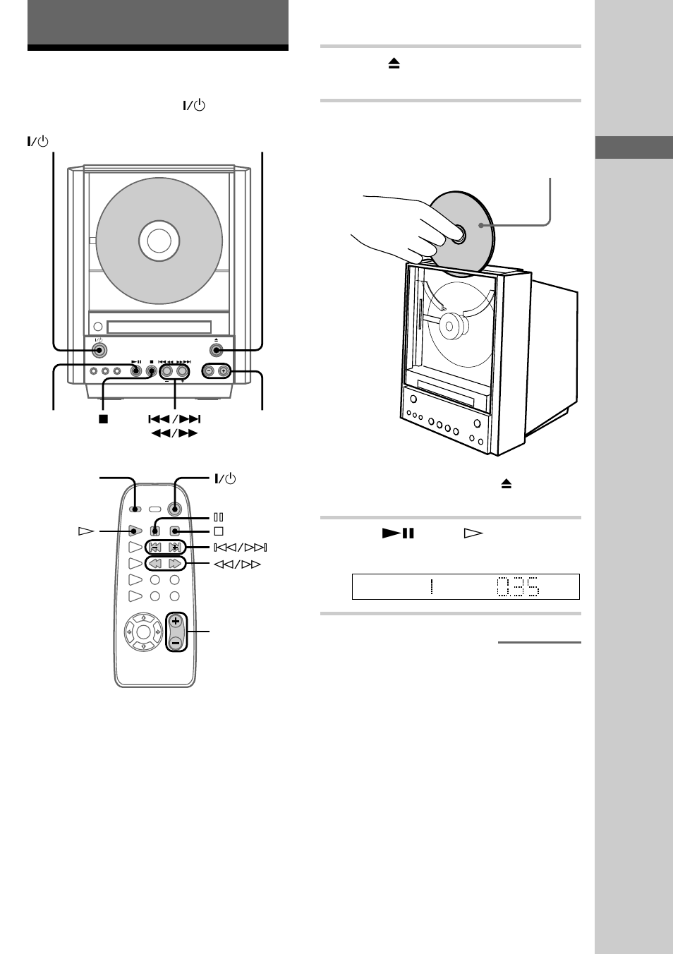 Basic operations, Playing a cd | Sony CMT-EX1 User Manual | Page 9 / 28