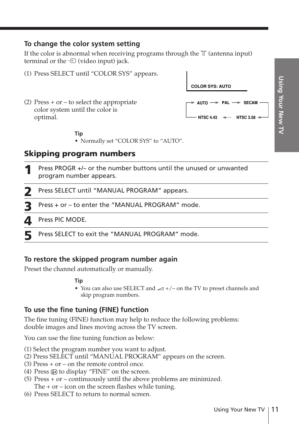 Sony WEGA KV-XJ29 User Manual | Page 11 / 26