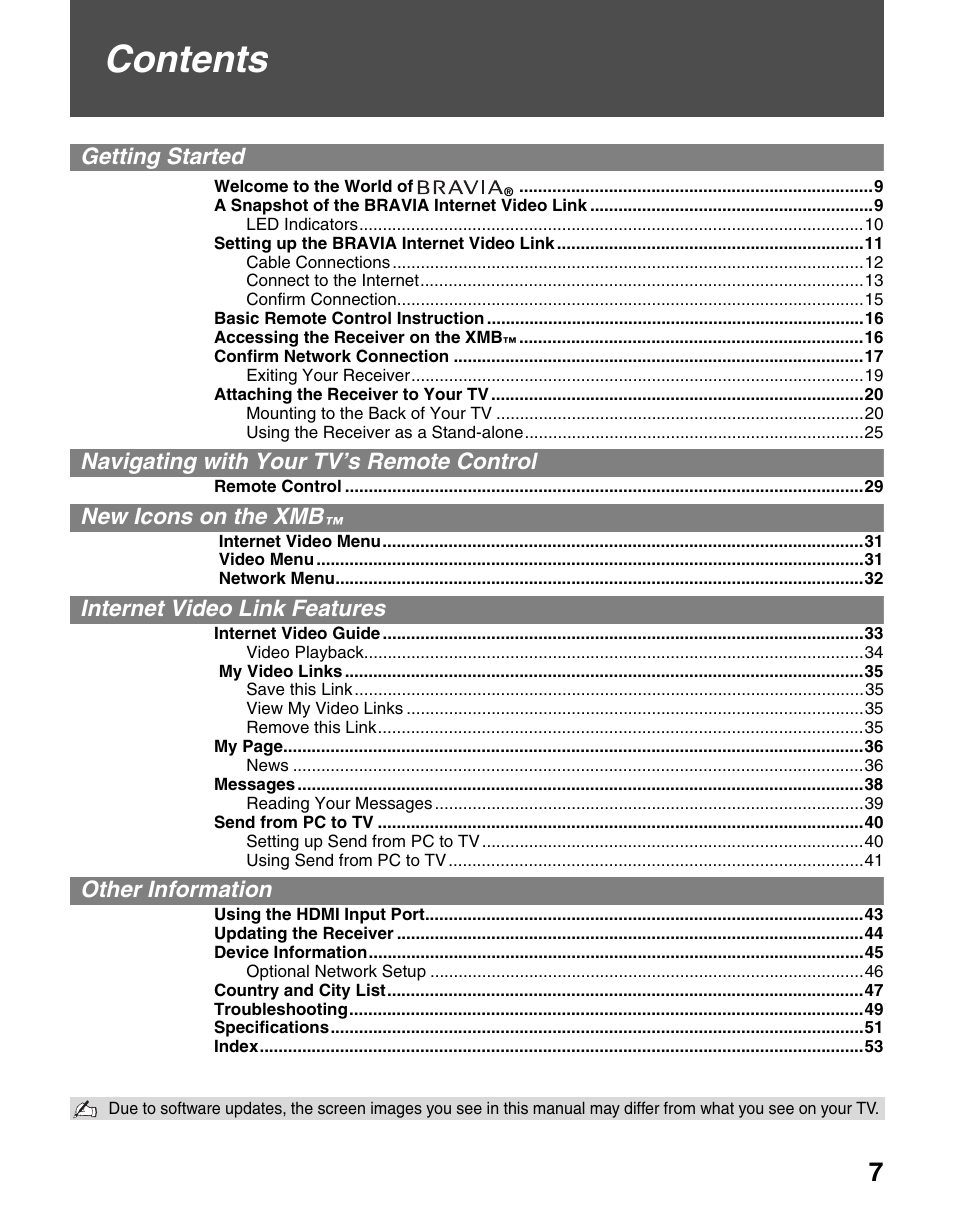 Sony BRAVIA DMX-NV1 User Manual | Page 7 / 54