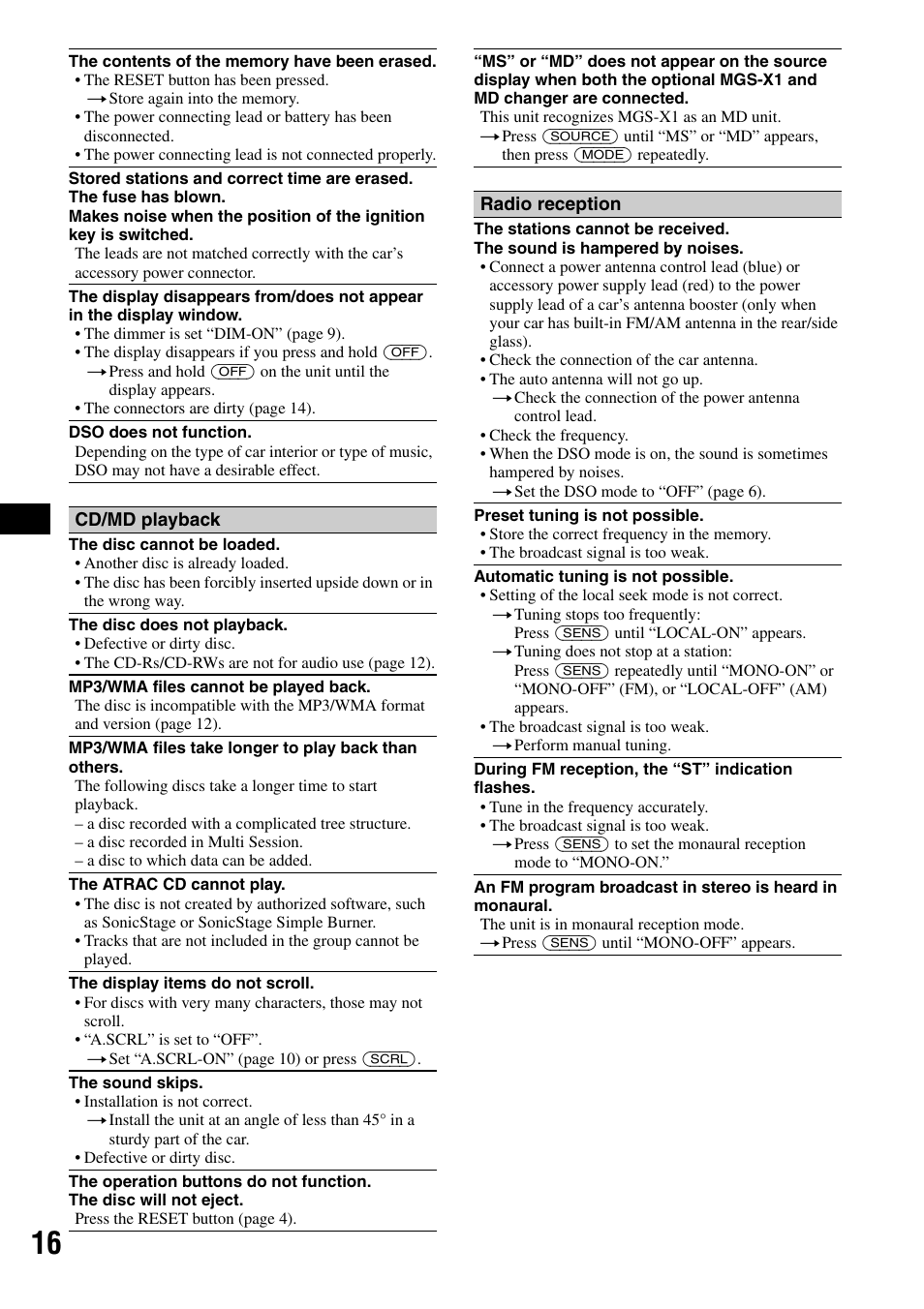 Sony CDX-GT40W User Manual | Page 16 / 36