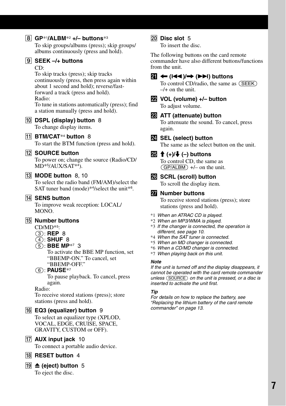 Sony CDX-GT40W User Manual | Page 7 / 36