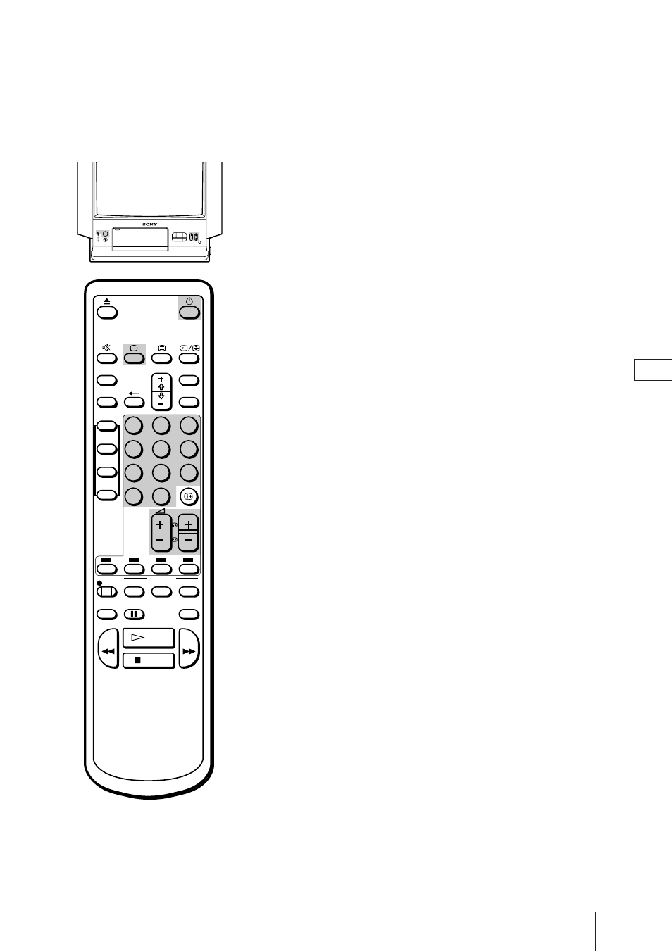 Regarder la télévision, Mise en marche et arrêt du téléviseur vidéo, Sélection des programmes tv | Réglage du volume sonore, Mise en marche, Arrêt temporaire du téléviseur | Sony Trinitron KV-21V4D User Manual | Page 108 / 232