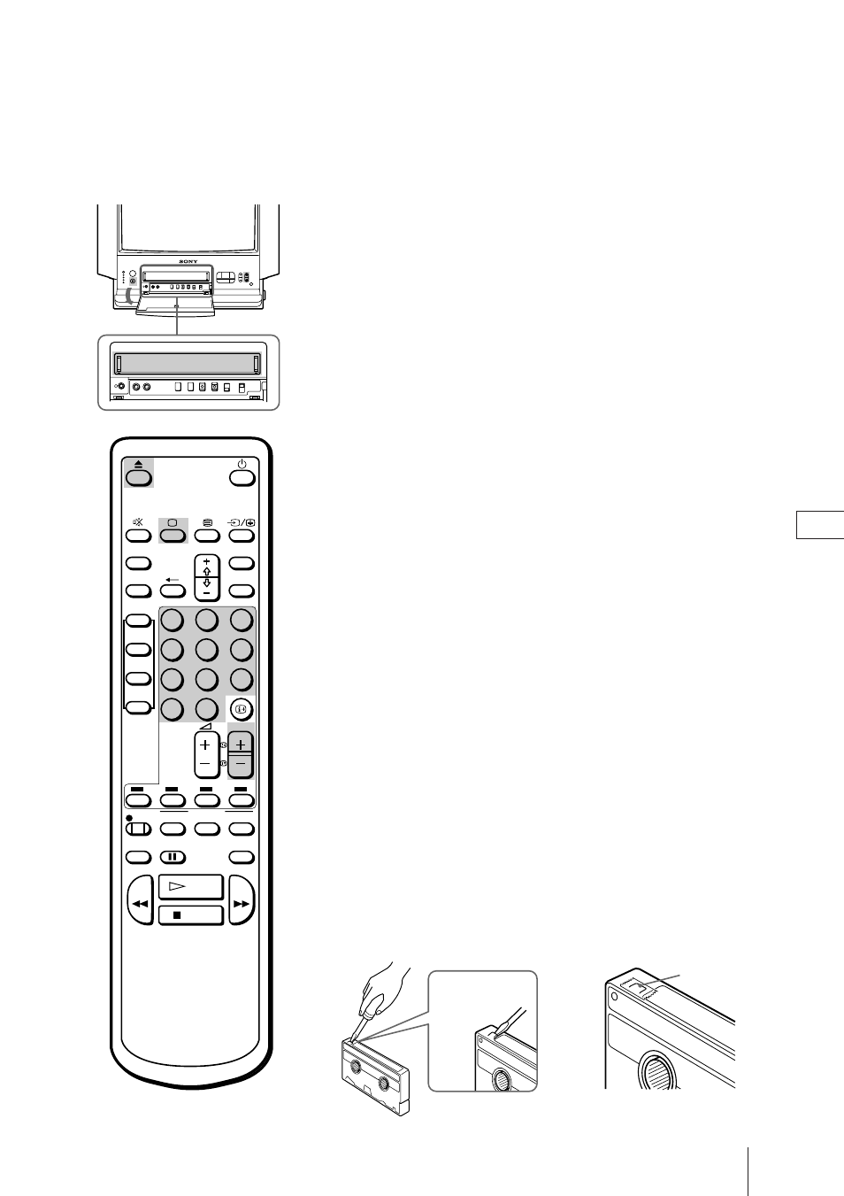 Een band afspelen, Een videocassette laden, De videocassette verwijderen | Een cassette beveiligen tegen wissen | Sony Trinitron KV-21V4D User Manual | Page 160 / 232