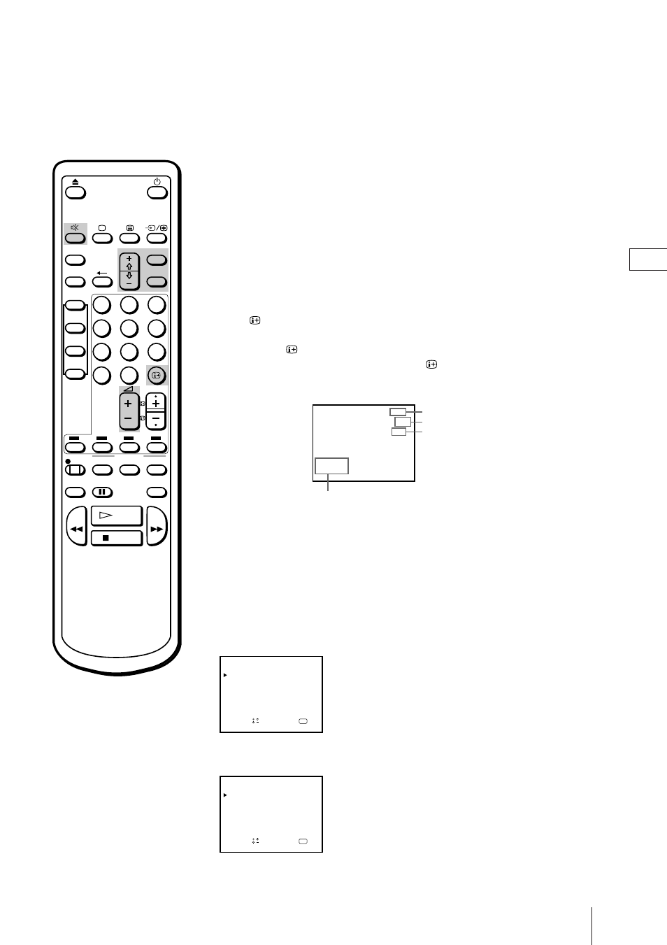 Muting the sound, Displaying the on-screen information, Adjusting the picture | Selecting the picture effect, Press menu to display the main menu | Sony Trinitron KV-21V4D User Manual | Page 17 / 232