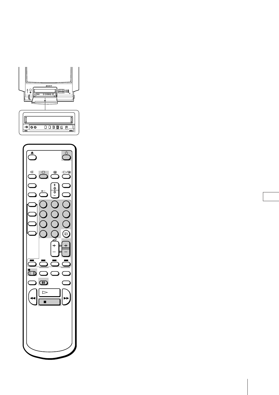 Spela in tv-program, Spela in tv-program med tvn avstängd, Avbryta inspelningen | Avbryta inspelningen tillfälligt | Sony Trinitron KV-21V4D User Manual | Page 209 / 232