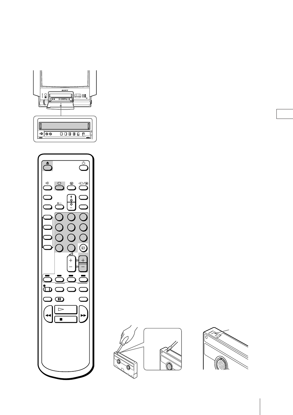 Playing a tape, Inserting a video cassette, Ejecting a video cassette | Sony Trinitron KV-21V4D User Manual | Page 22 / 232