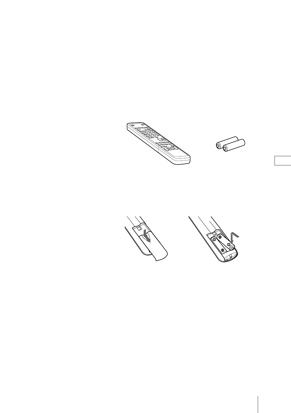 Etape 1 — préparation, Vérification des accessoires fournis, Mise en place des piles dans la télécommande | Sony Trinitron KV-21V4D User Manual | Page 96 / 232