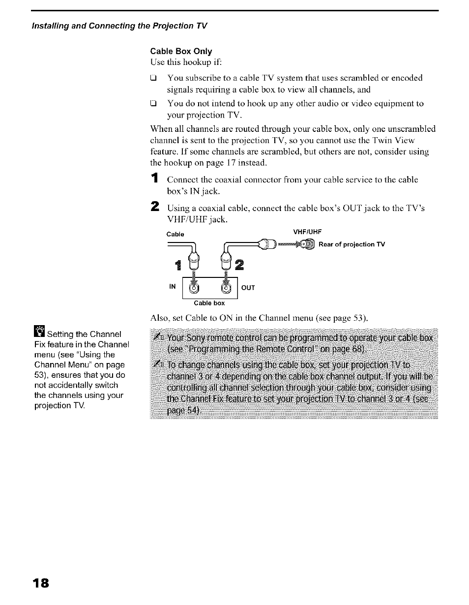 Cable box only | Sony KP 51HW40 User Manual | Page 18 / 81