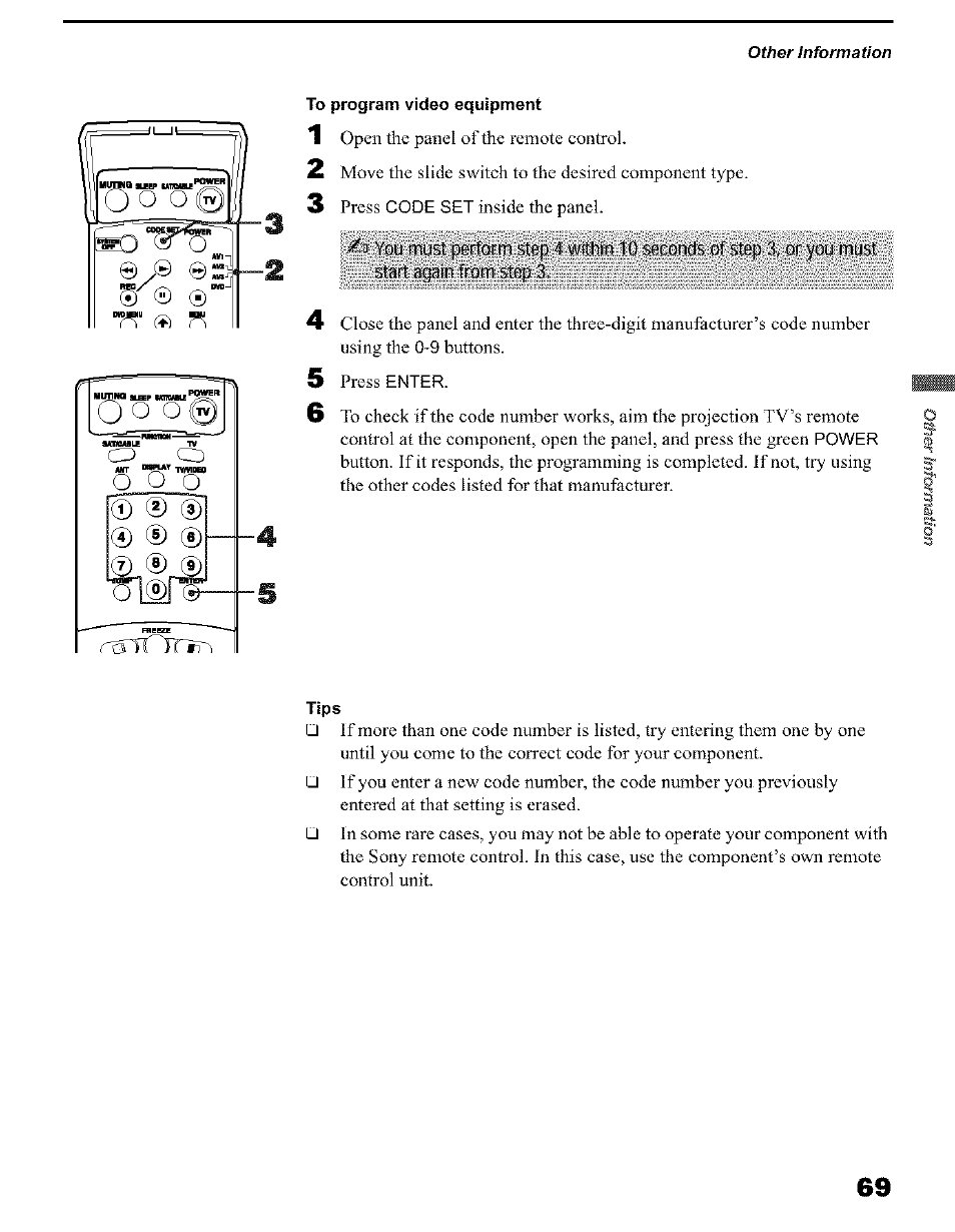To program video equipment, Tips, O o o | M^you - witliifei | Sony KP 51HW40 User Manual | Page 69 / 81