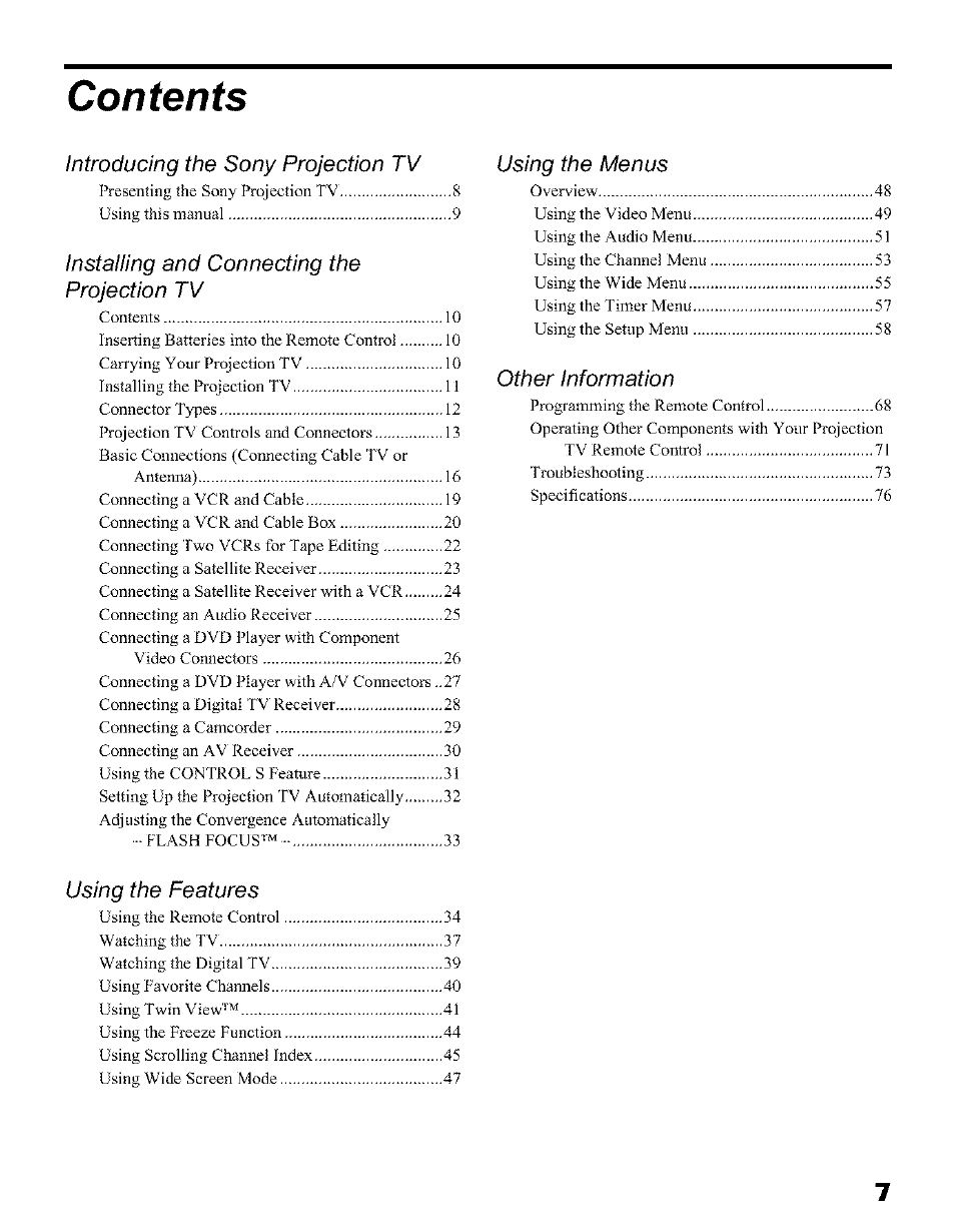 Sony KP 51HW40 User Manual | Page 7 / 81