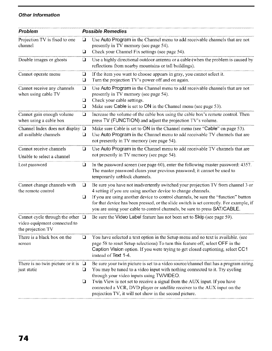 Sony KP 51HW40 User Manual | Page 74 / 81