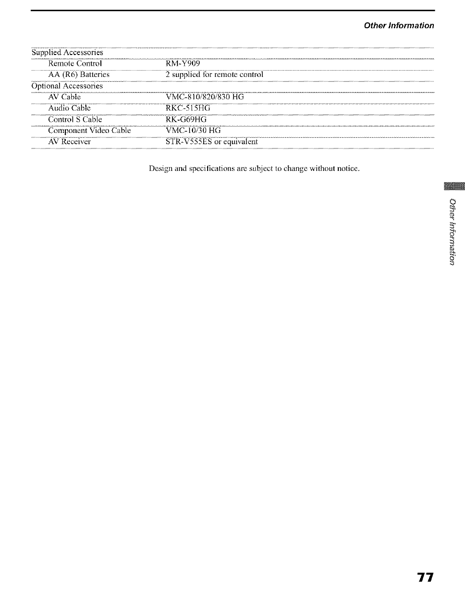 Sony KP 51HW40 User Manual | Page 77 / 81