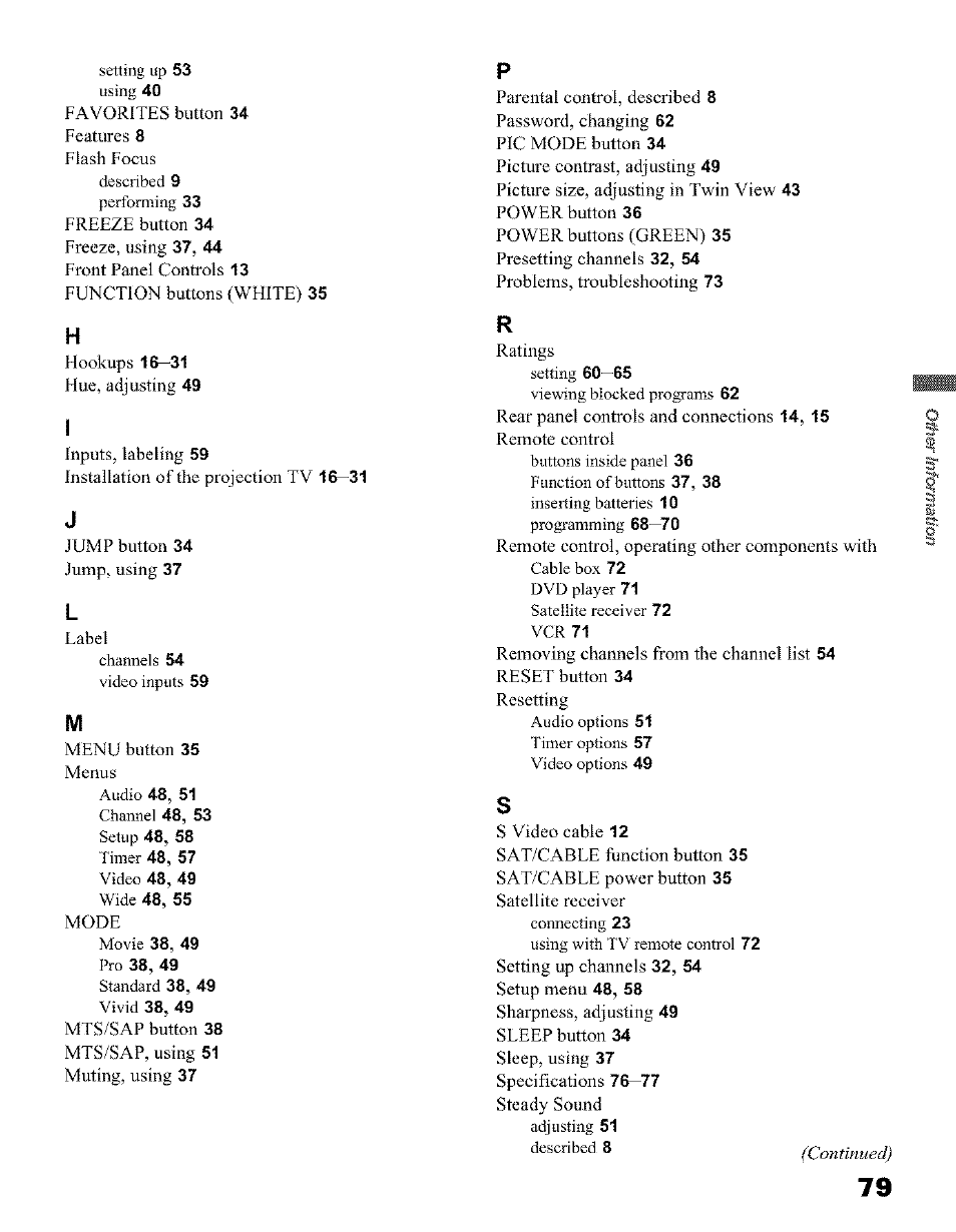 Sony KP 51HW40 User Manual | Page 79 / 81