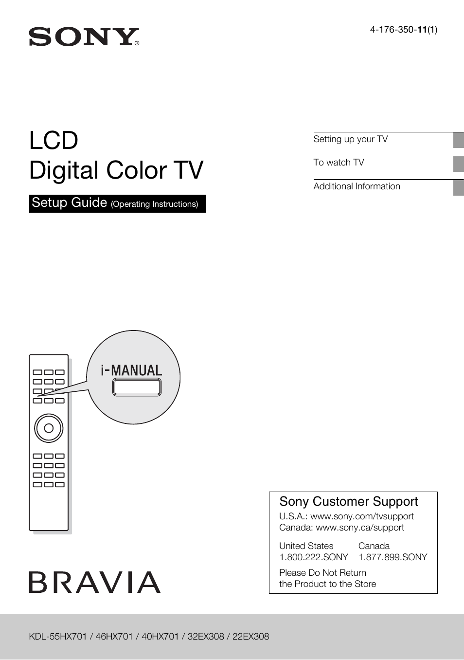 Sony Bravia KDL-22EX308 User Manual | 24 pages