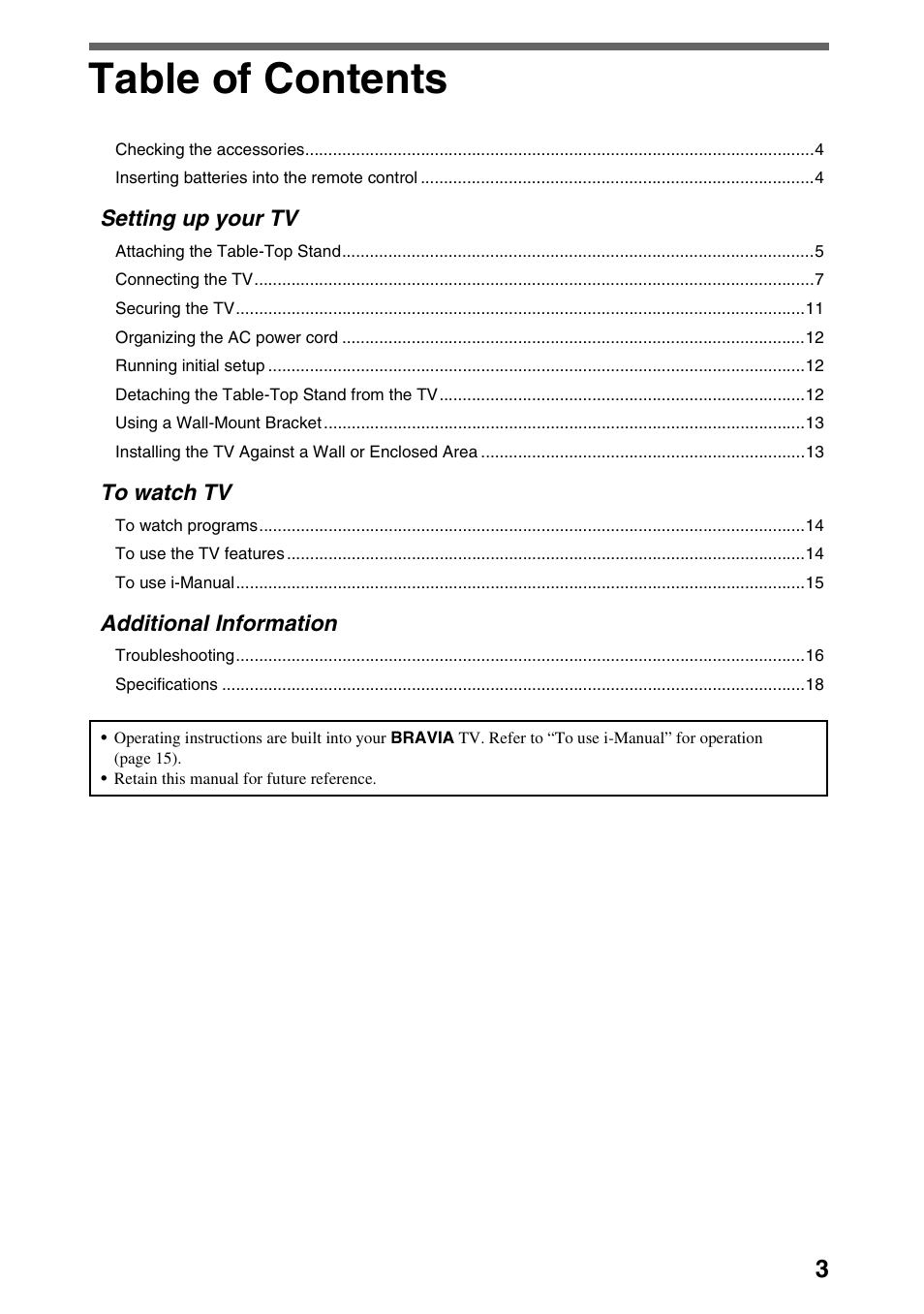 Sony Bravia KDL-22EX308 User Manual | Page 3 / 24