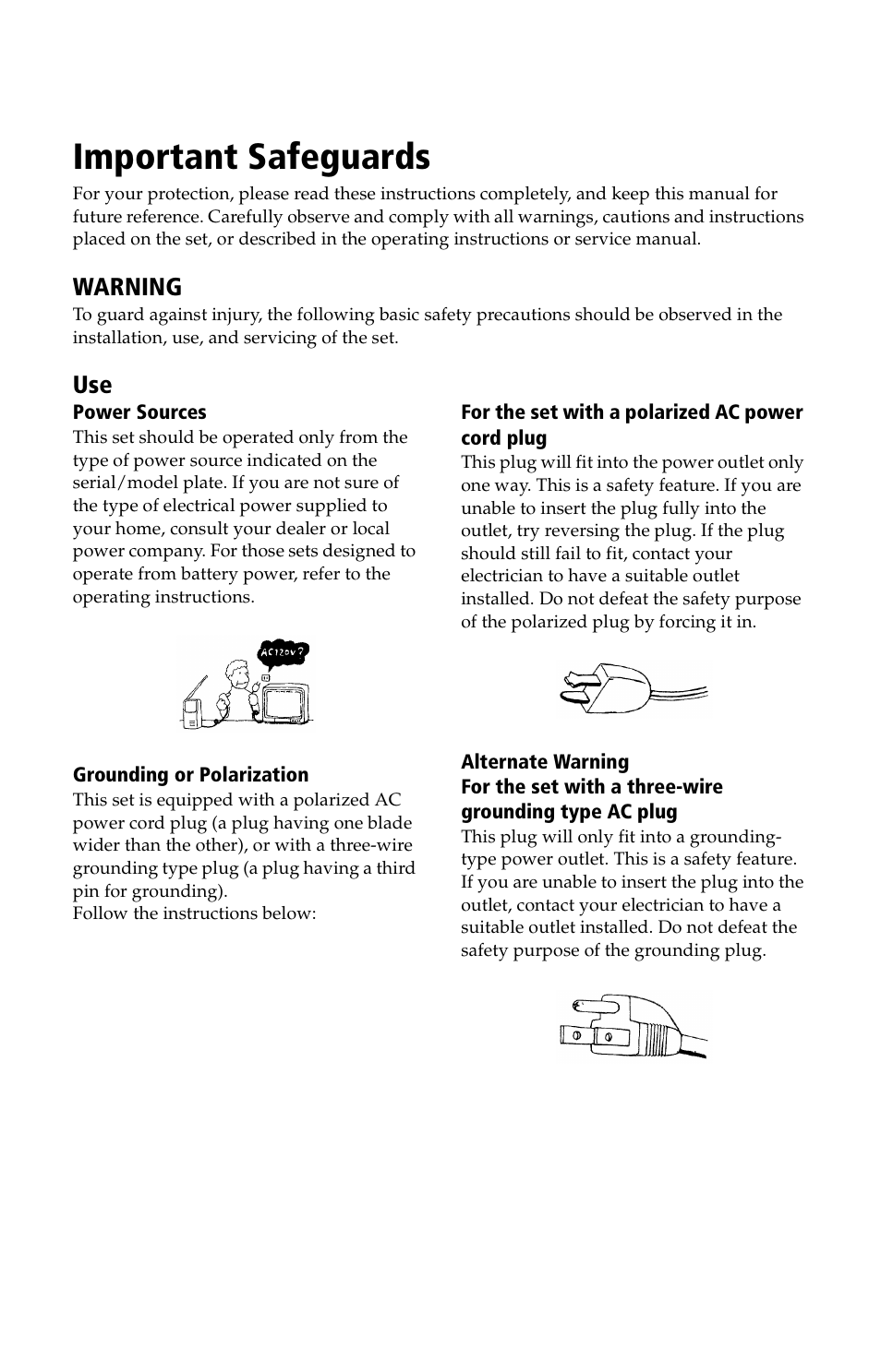 Important safeguards | Sony KV 13M42 User Manual | Page 5 / 48